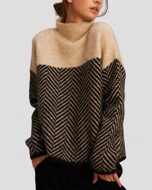Women's Turtleneck Sweater Soft Knit Patterned Design
