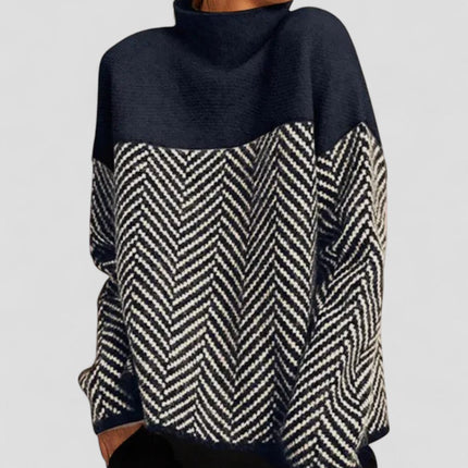Women's Turtleneck Sweater Soft Knit Patterned Design