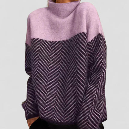 Women's Turtleneck Sweater Soft Knit Patterned Design
