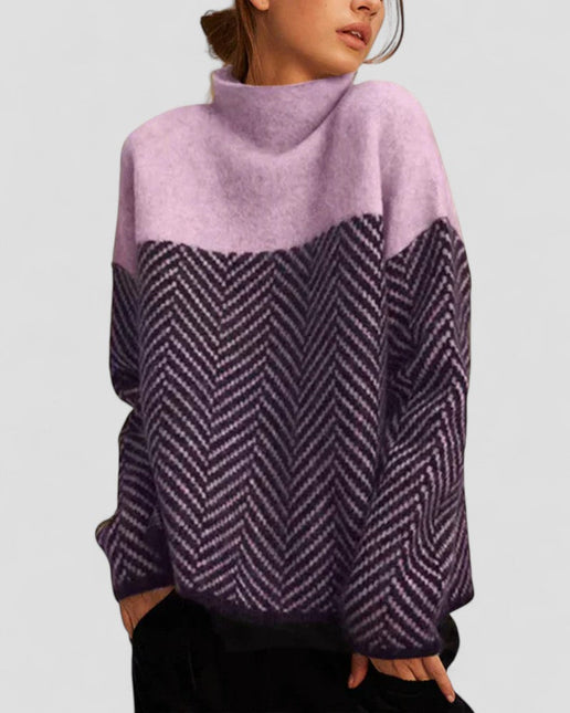 Women's Turtleneck Sweater Soft Knit Patterned Design
