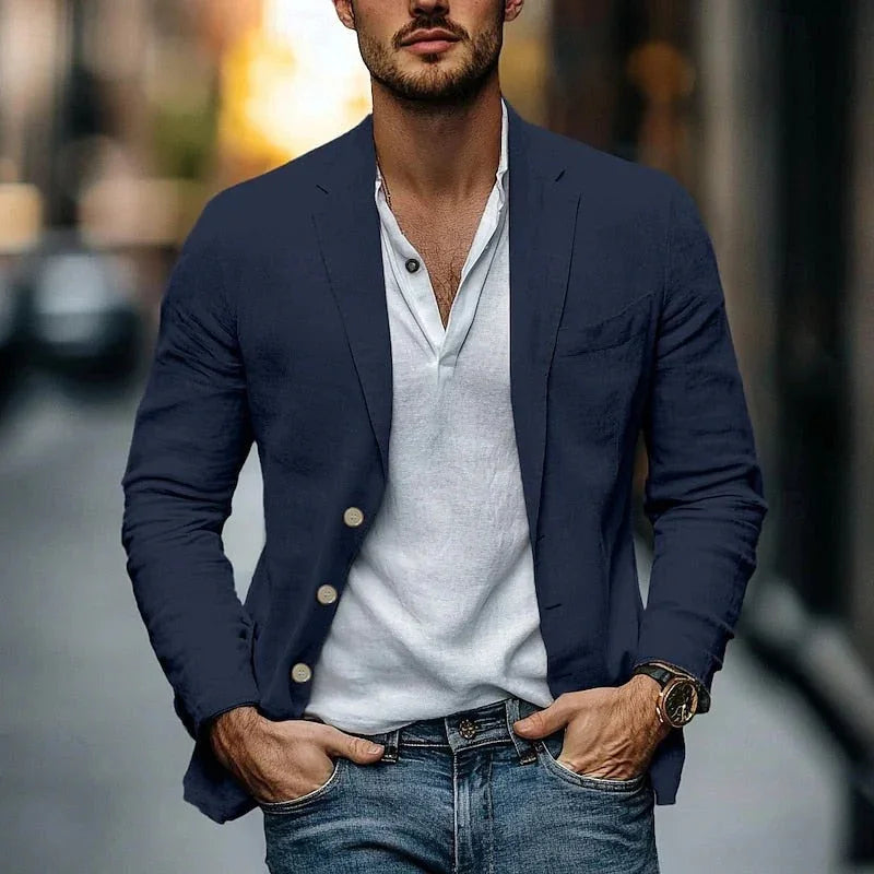 Men's Linen Blazer - Riviera Style for Summer Weddings and Formal Occasions
