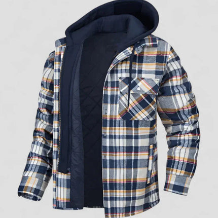 Men's Hooded Plaid Shirt Jacket Fleece Lined