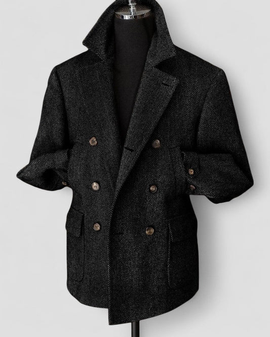 Men's Tailored Blazer Wool Blend Double Breasted