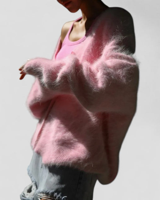 Women's Fuzzy Knit Button-Up Cardigan