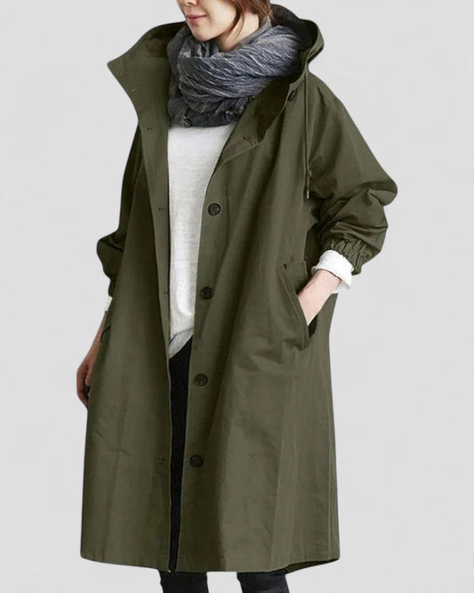 Women's Hooded Waterproof Trench Coat