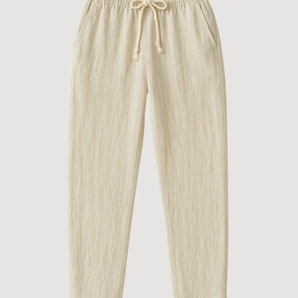 Men's Linen Pants Beige Classic Style