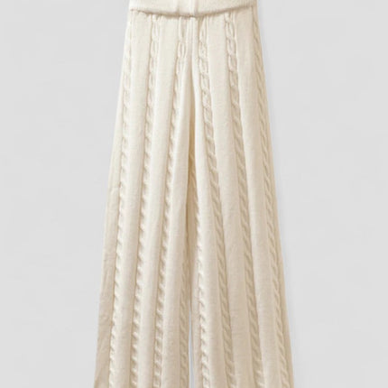 Women's Knitted Three Piece Set with Sweater Vest and Trousers