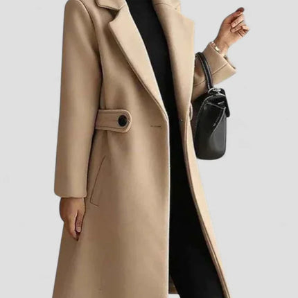 Women's Wool Winter Coat with Lapel Collar