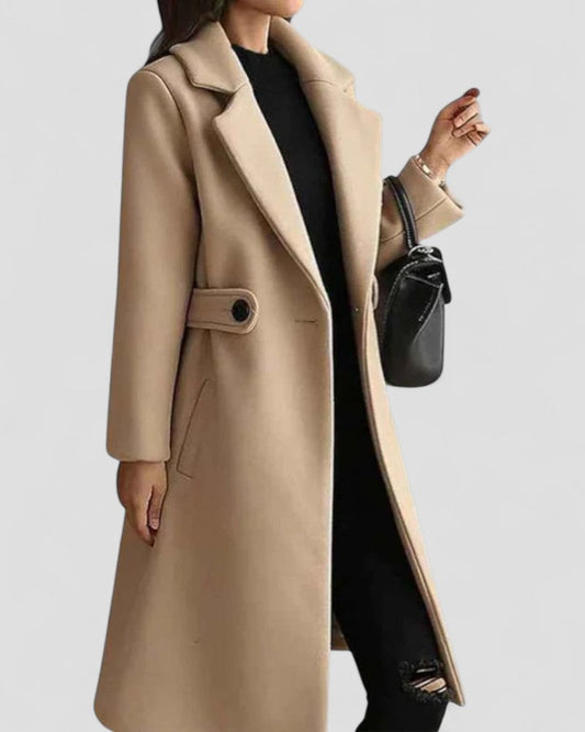 Women's Wool Winter Coat with Lapel Collar