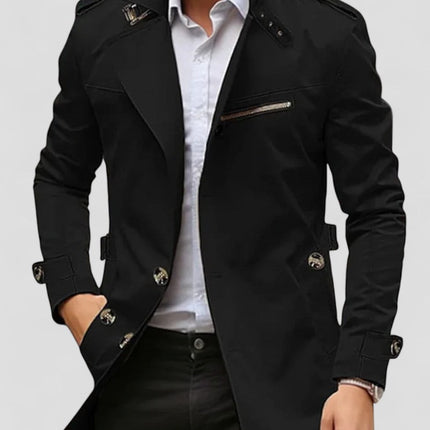 Men's Slim Fit Trench Coat Cotton Blend Waterproof Casual Design