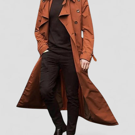 Men's Waterproof Long Double Breasted Trench Coat