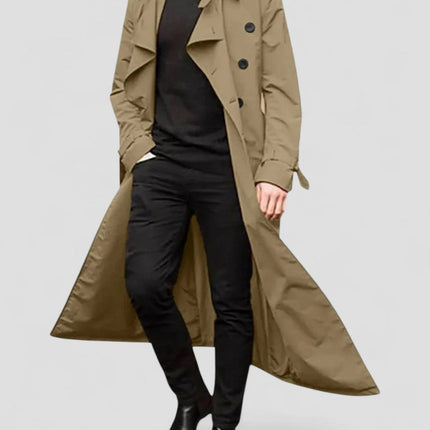 Men's Waterproof Long Double Breasted Trench Coat