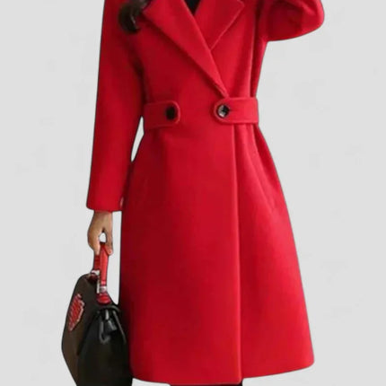 Women's Wool Winter Coat with Lapel Collar