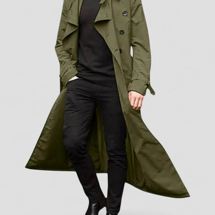 Men's Waterproof Long Double Breasted Trench Coat