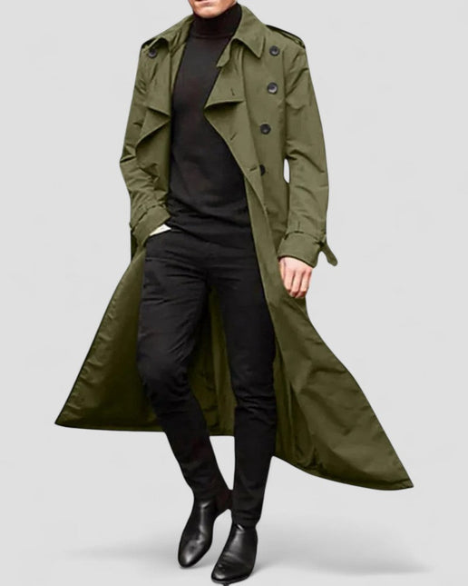 Men's Waterproof Long Double Breasted Trench Coat