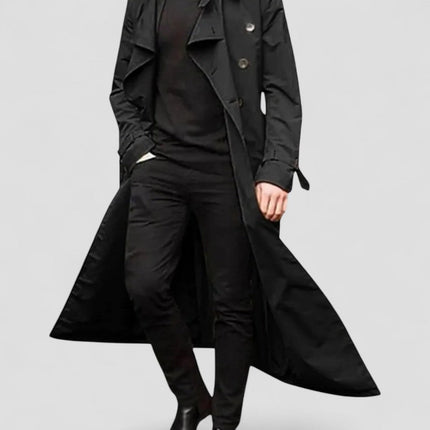 Men's Waterproof Long Double Breasted Trench Coat