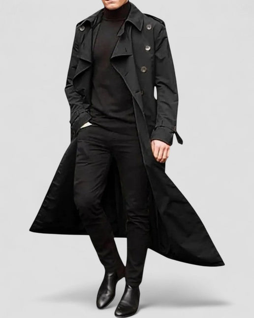 Men's Waterproof Long Double Breasted Trench Coat