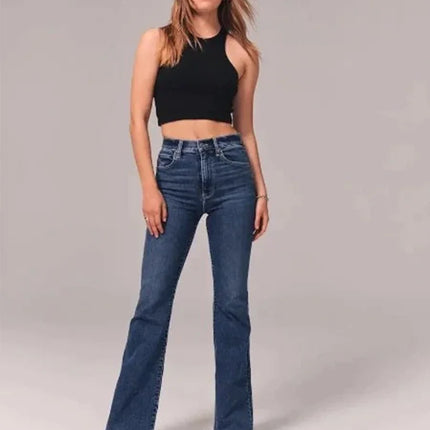 Women's High-Waisted Flared Jeans Denim