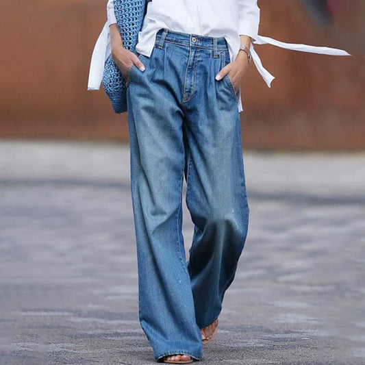 Women's Wide-Leg Denim Jeans Comfortable Fit