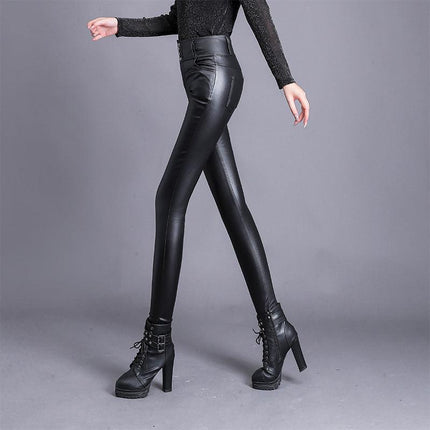 Women's Leather High-Waisted Skinny Trousers