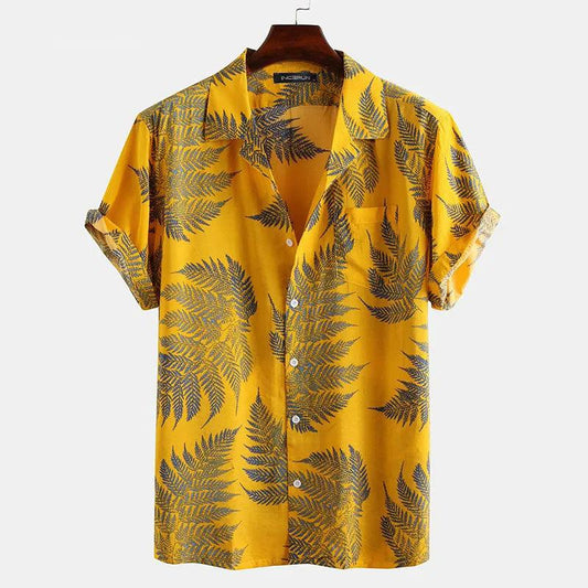 Men's Cotton Shirt with Sunny Fern Print