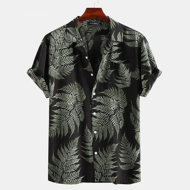Men's Cotton Shirt with Sunny Fern Print