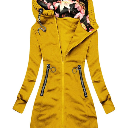 Women's Waterproof Rain Jacket with Hood and Floral Design