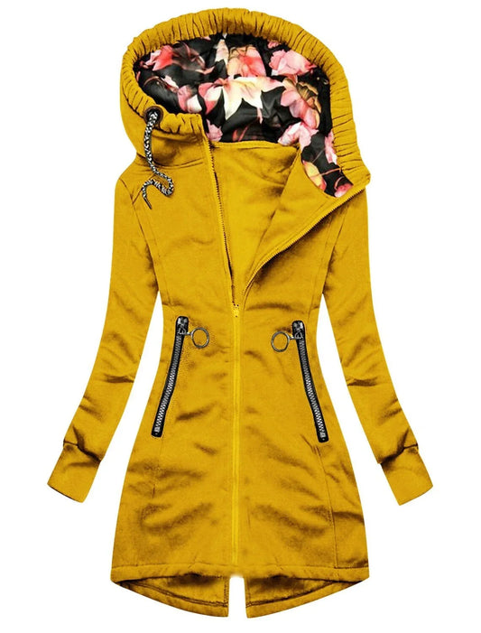 Women's Waterproof Rain Jacket with Hood and Floral Design