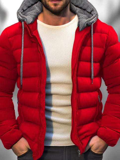 Men's Lightweight Winter Coat Zipper Hood Drawstring