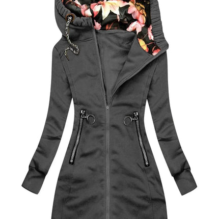 Women's Waterproof Rain Jacket with Hood and Floral Design