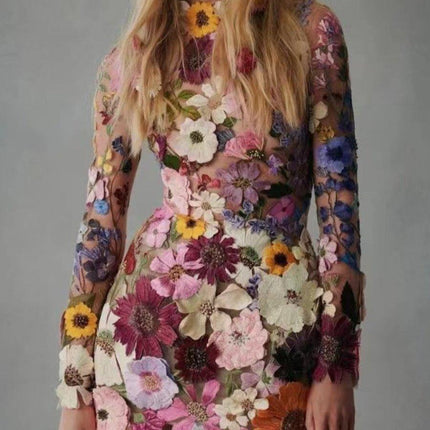 Women's 3D Floral Dress Sustainable Fabric All-Season