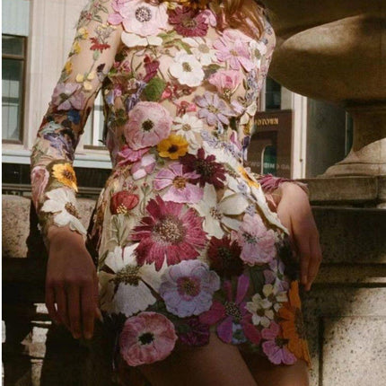 Women's 3D Floral Dress Sustainable Fabric All-Season