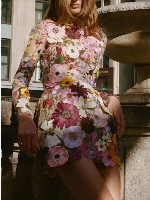 Women's 3D Floral Dress Sustainable Fabric All-Season