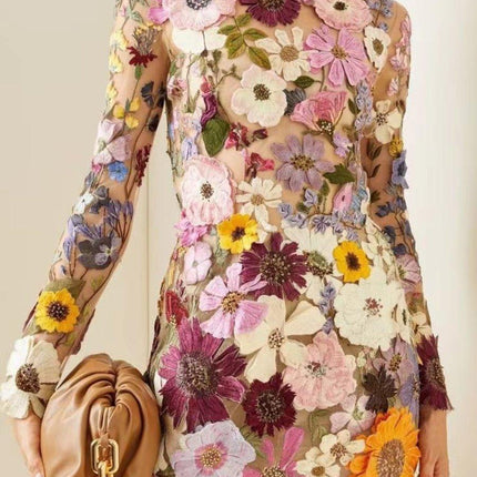 Women's 3D Floral Dress Sustainable Fabric All-Season