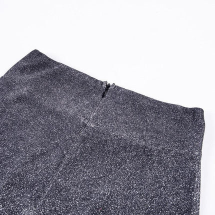 Women's Wide-Leg High-Waisted Trousers Glitter Shimmer Fabric