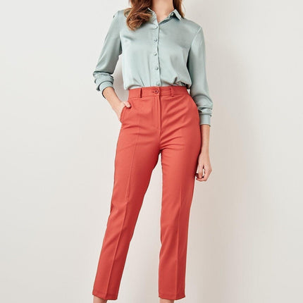 Women's High-Waisted Slim Fit Ankle Trousers