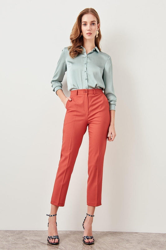 Women's High-Waisted Slim Fit Ankle Trousers