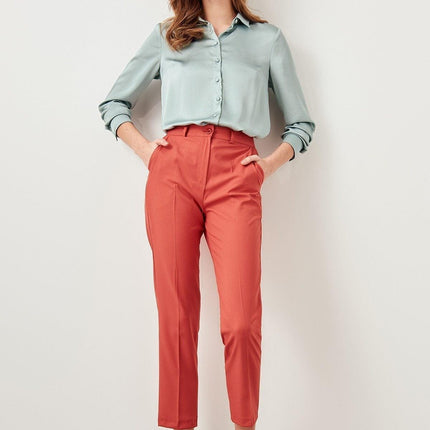 Women's High-Waisted Slim Fit Ankle Trousers