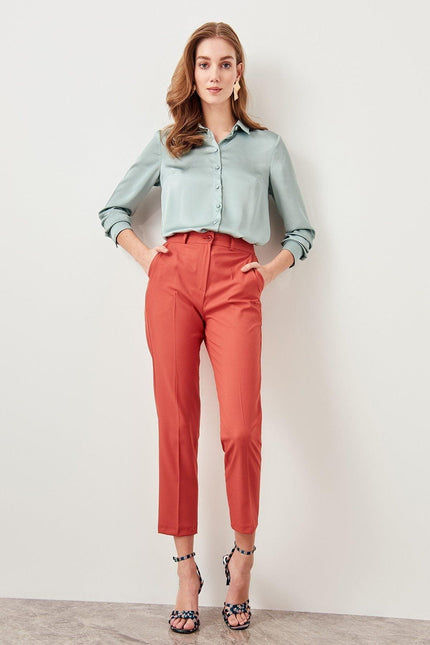 Women's High-Waisted Slim Fit Ankle Trousers