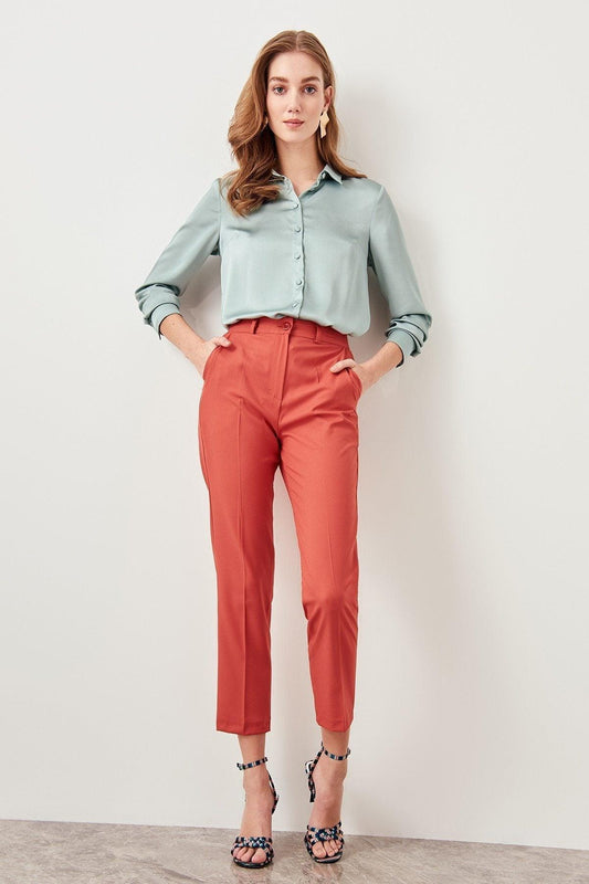 Women's High-Waisted Slim Fit Ankle Trousers