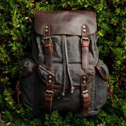 Men's Canvas Leather Backpack