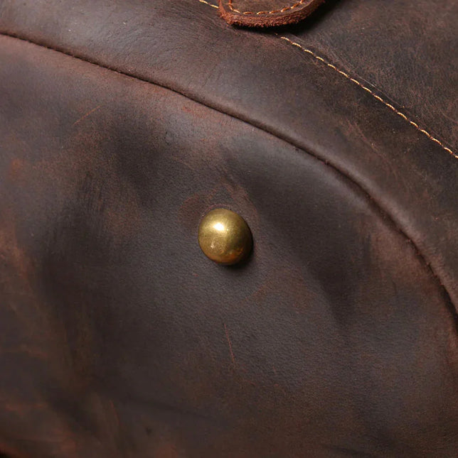 Men's Leather Backpack with Buckle Strap