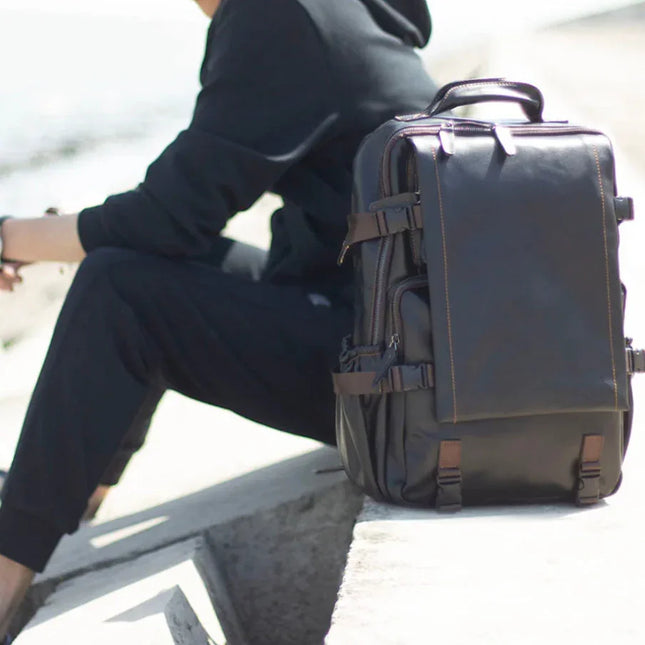 Men's Travel Backpack Premium Leather