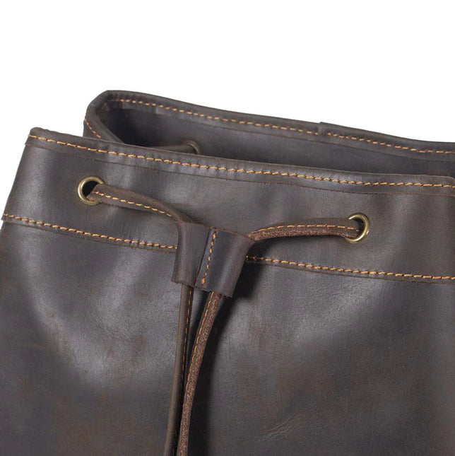 Men's Leather Backpack with Buckle Strap