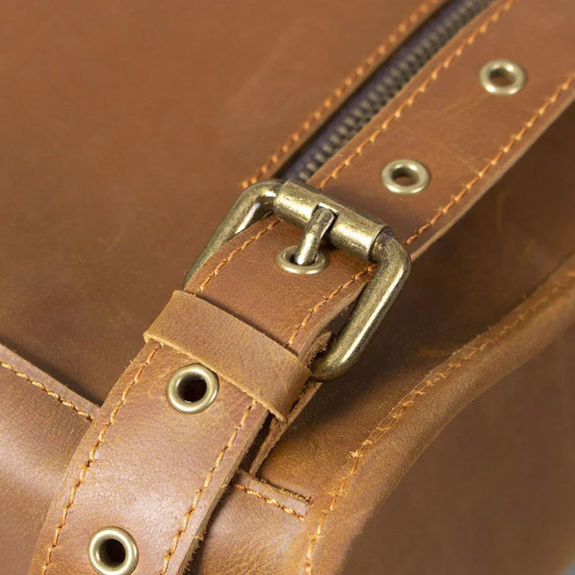 Men's Leather Flap Backpack