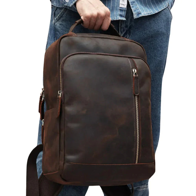 Men's Leather Backpack Contemporary Style