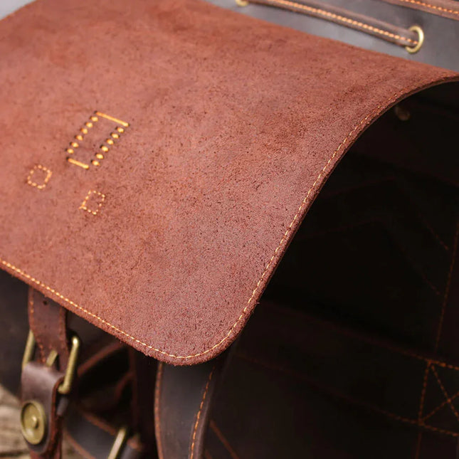 Men's Leather Backpack with Buckle Strap