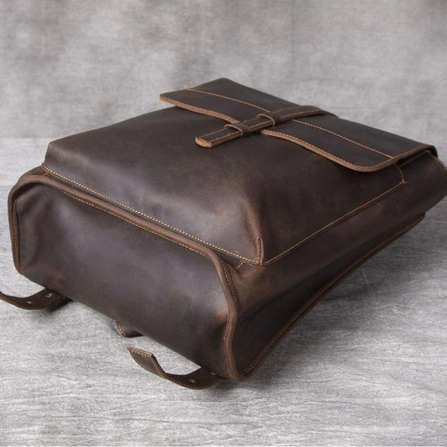Men's Leather Flap Backpack