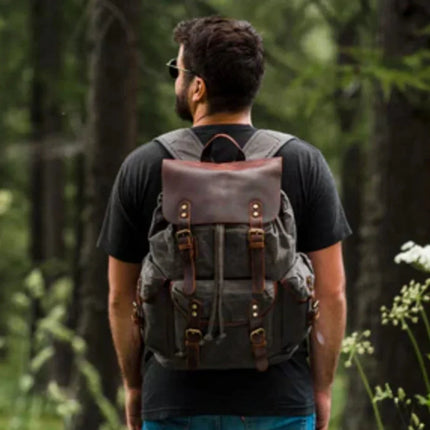 Men's Canvas Leather Backpack