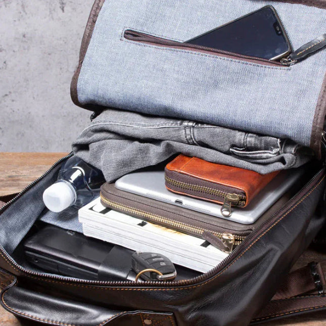 Men's Travel Backpack Premium Leather